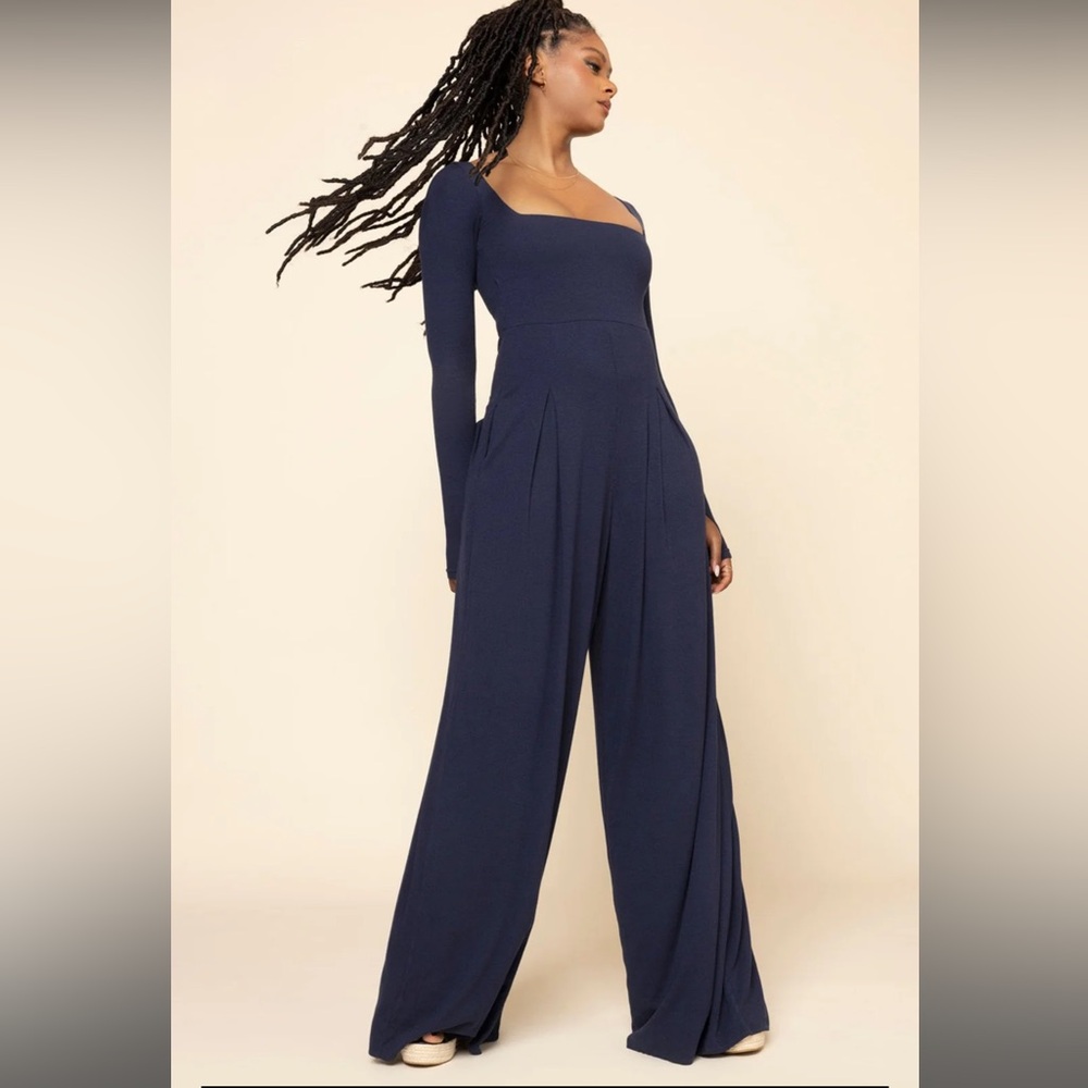 PopFlex Go With The Flow Long Sleeve Jumpsuit - Cosmic Navy - Picture 1 of 1